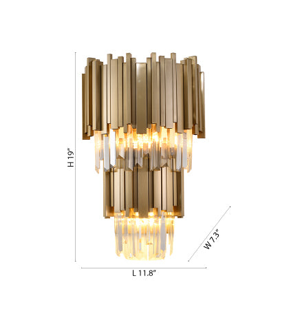 Two Tier Wall Sconce with Clear Hanging Crystals by Bethel - view 8