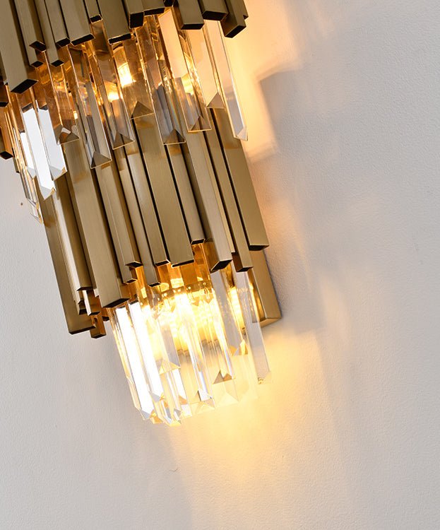 Two Tier Wall Sconce with Clear Hanging Crystals by Bethel - view 10