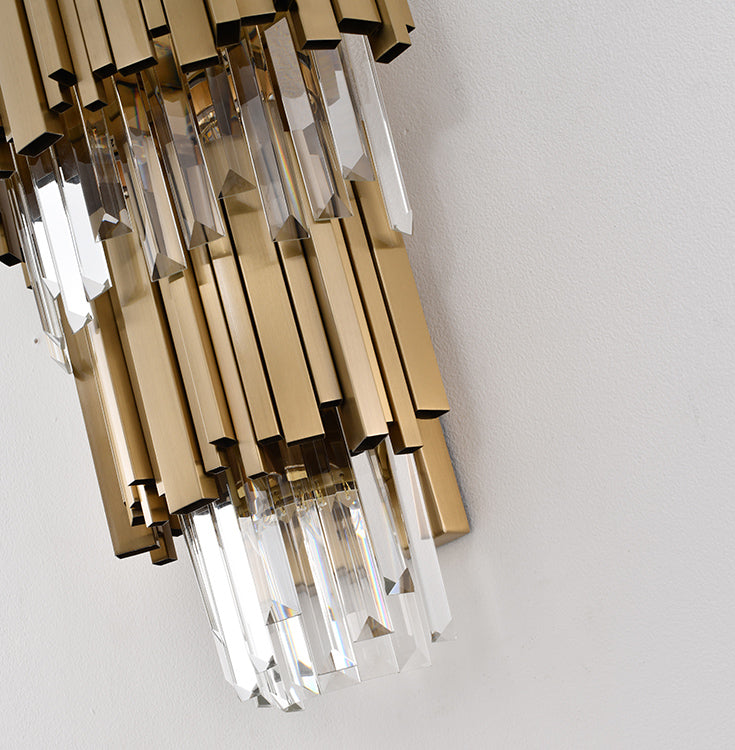 Two Tier Wall Sconce with Clear Hanging Crystals by Bethel - view 11