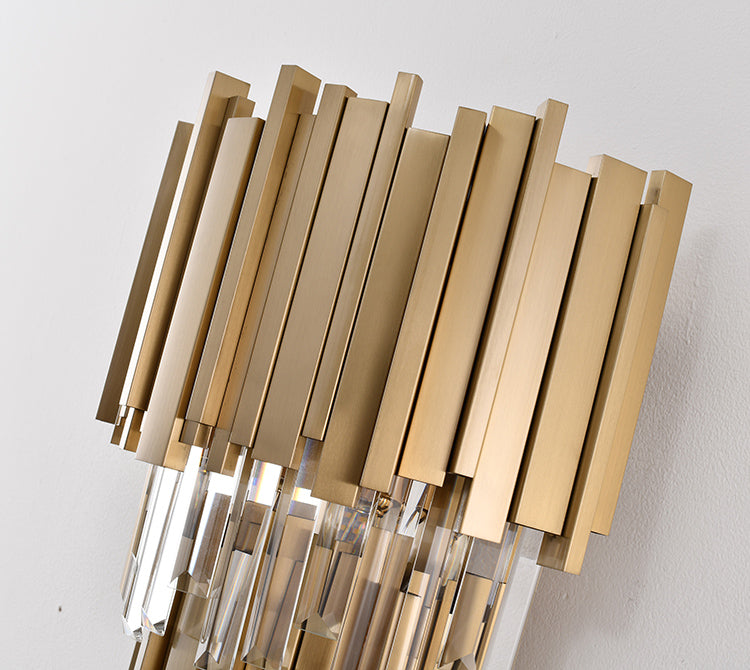 Two Tier Wall Sconce with Clear Hanging Crystals by Bethel - view 12