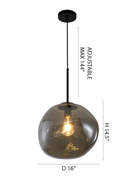 Satin Black Glass Pendant by Bethel