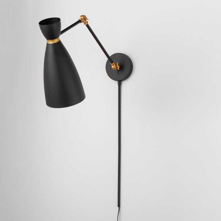 Carillon Articulating Wall Sconce Black / Satin Brass alternate view