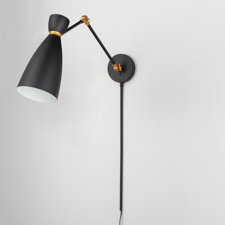 Carillon Articulating Wall Sconce Black / Satin Brass alternate view