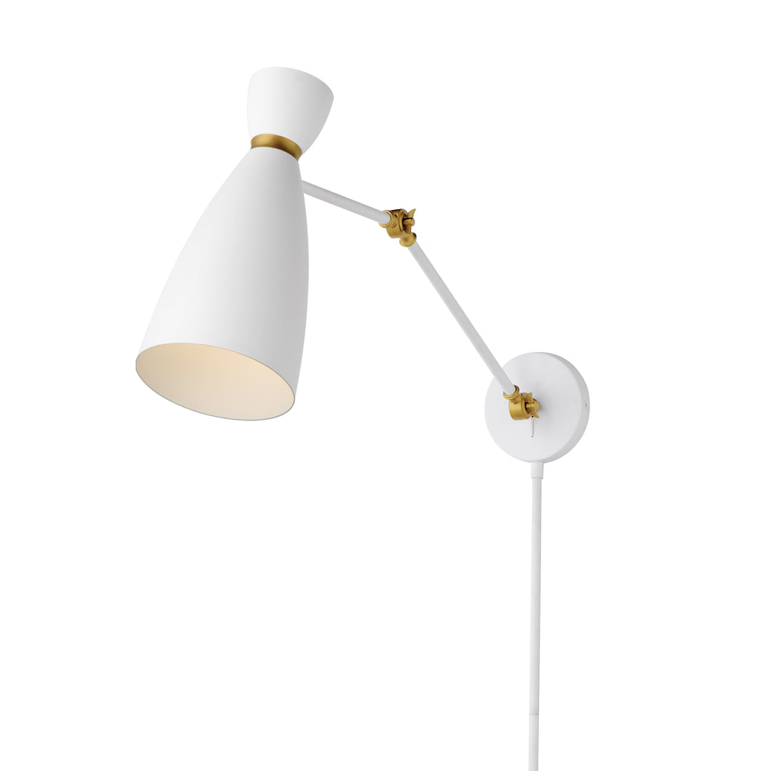 Carillon Articulating Wall Sconce White / Satin Brass
