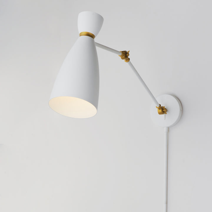 Carillon Articulating Wall Sconce White / Satin Brass alternate view