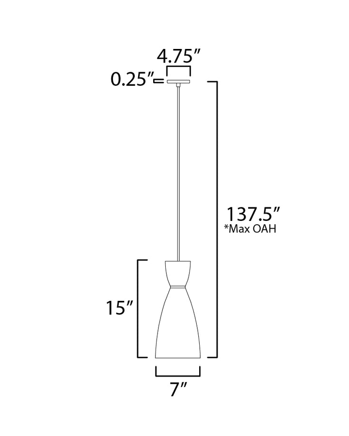 Carillon 1-Light Elongated Mini Pendant dimensions diagram