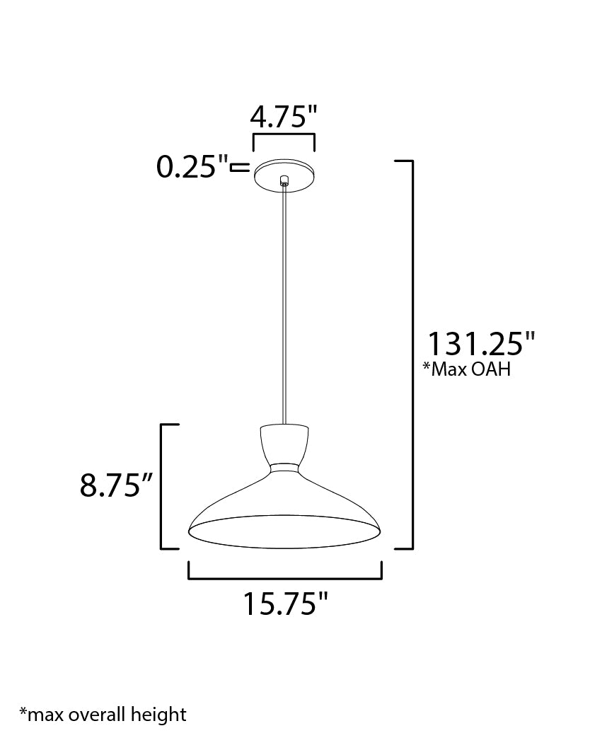 Carillon 16" Pendant dimensions diagram