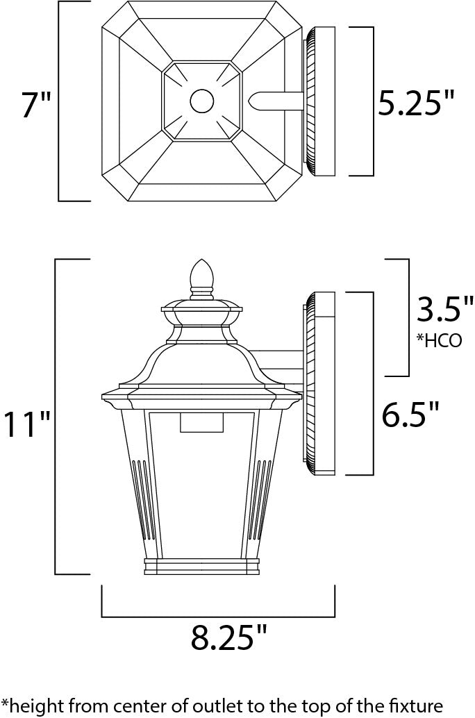 Knoxville 1-Light Outdoor Wall Mount dimensions diagram