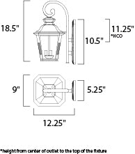 Knoxville 3-Light Outdoor Wall dimensions diagram