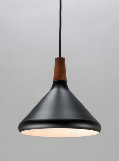 Black with Walnut Single Light Pendant