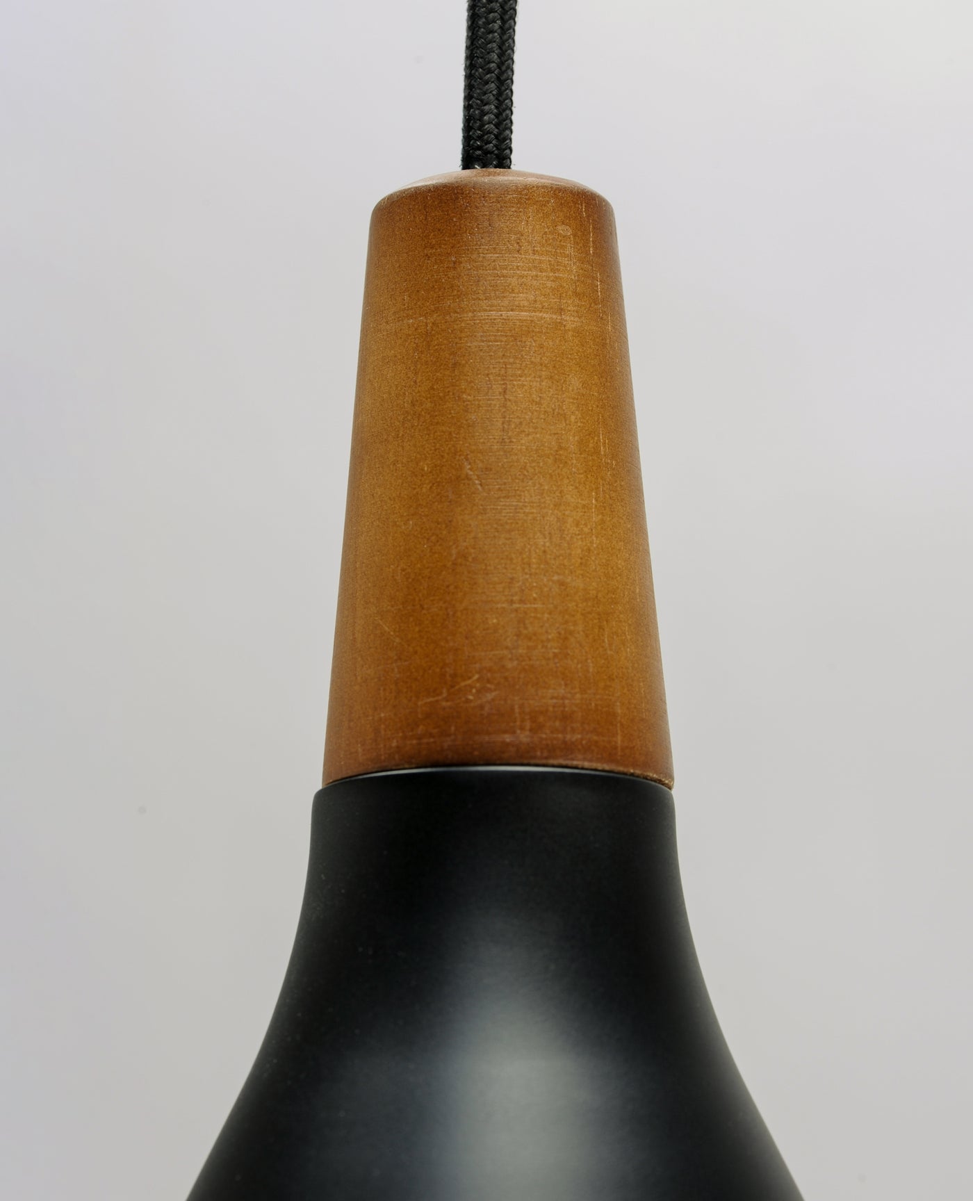 Black with Walnut Single Light Pendant