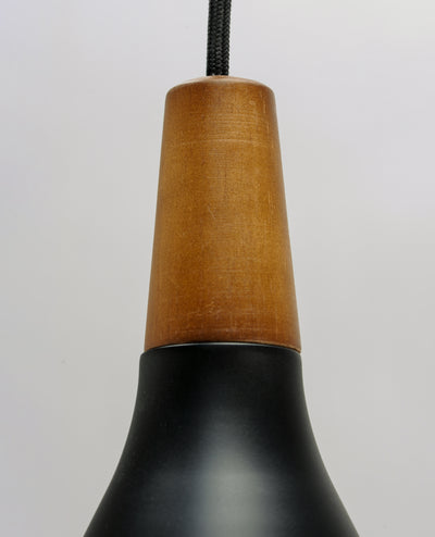 Black with Walnut Single Light Pendant