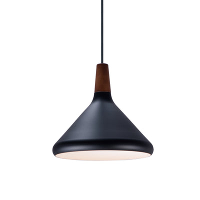 Black with Walnut Single Light Pendant