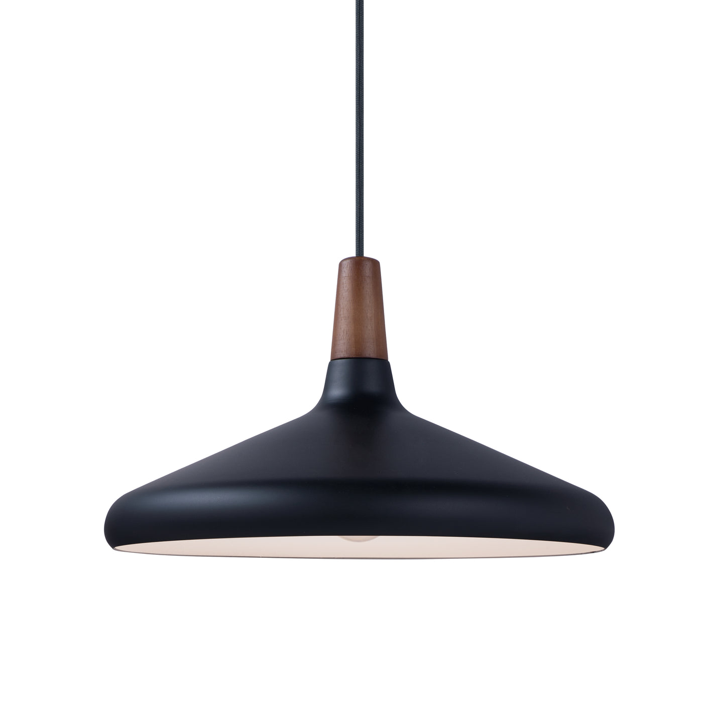 Black with Walnut Single Light Pendant