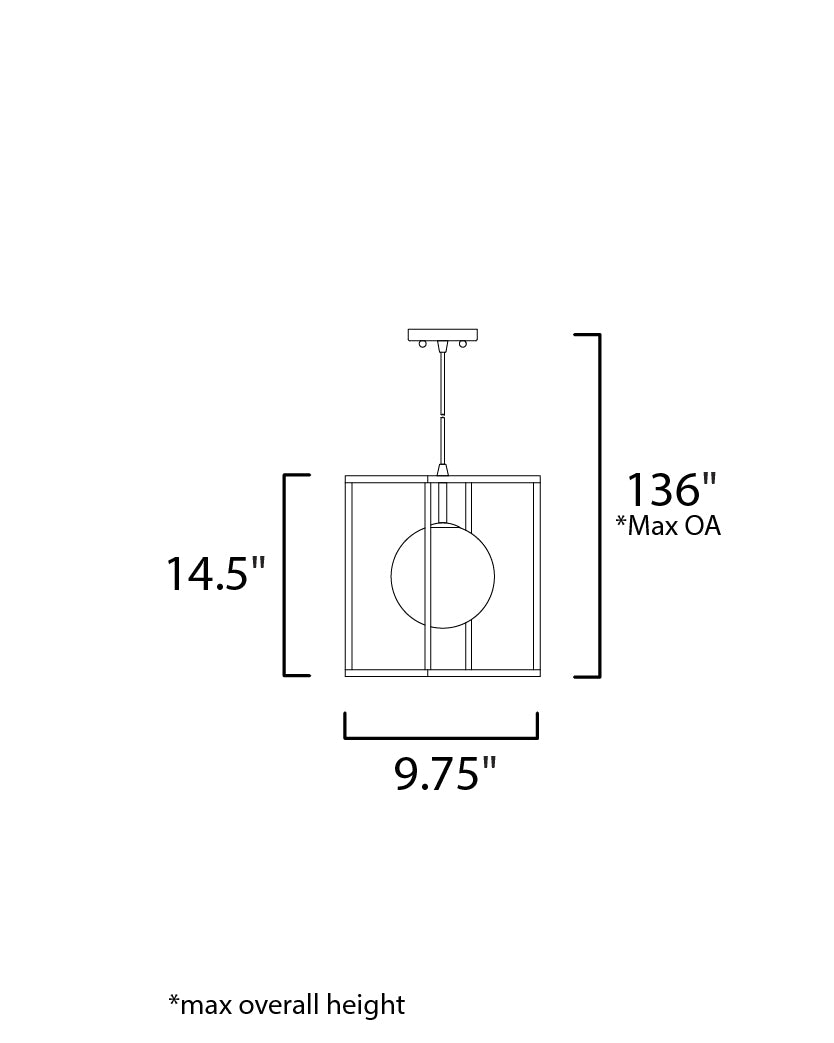 Fluid 1-Light LED Pendant dimensions diagram