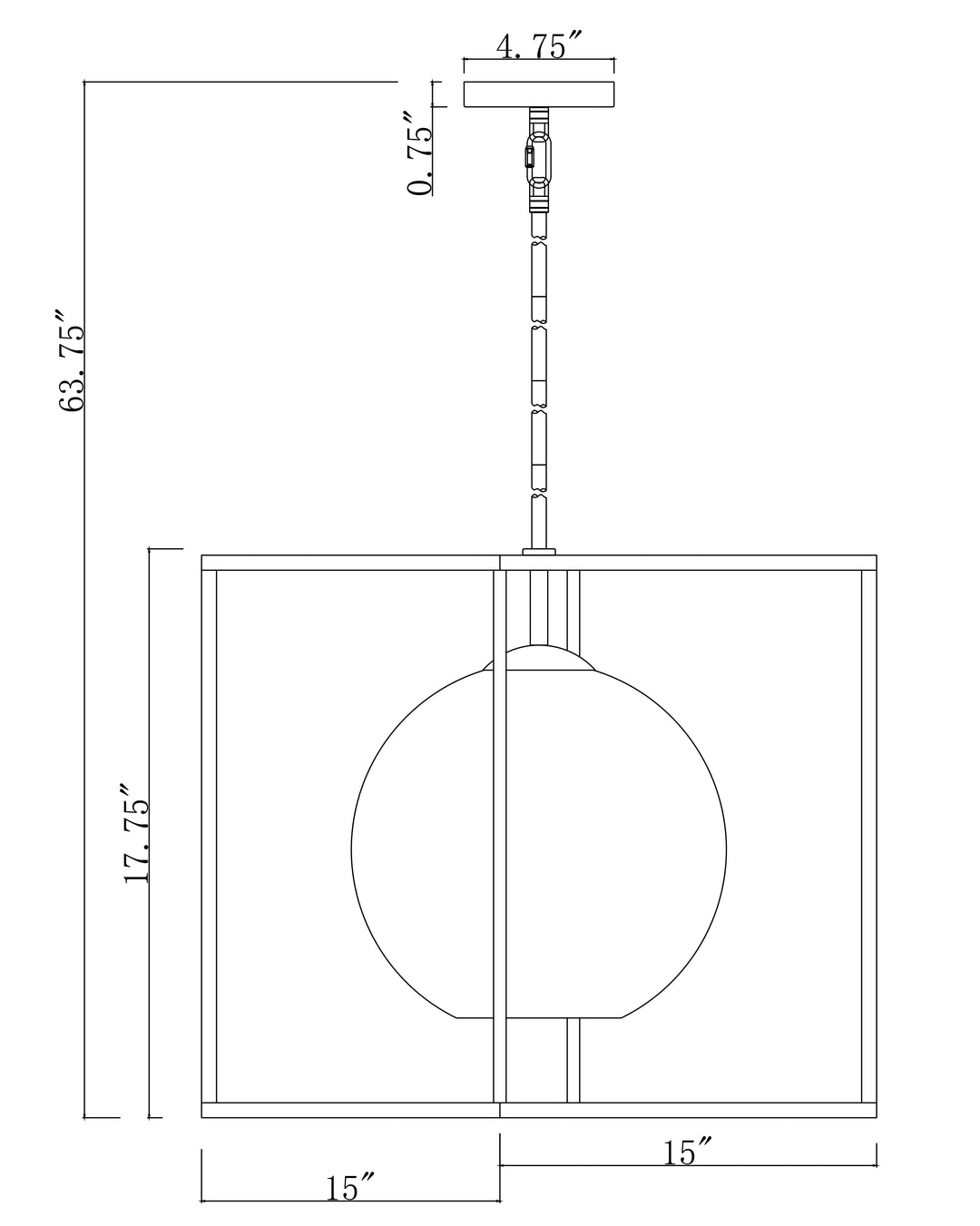 Fluid 1-Light LED Pendant dimensions diagram