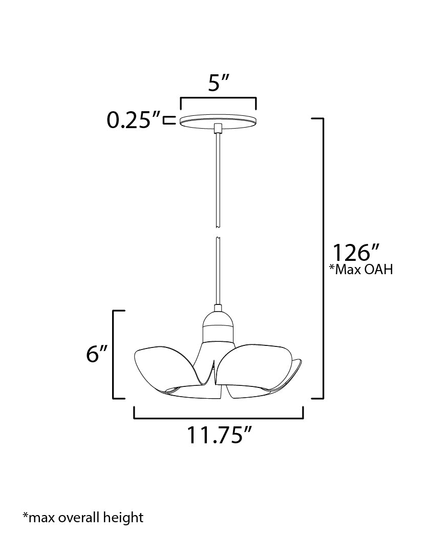 Poppy Pendant dimensions diagram