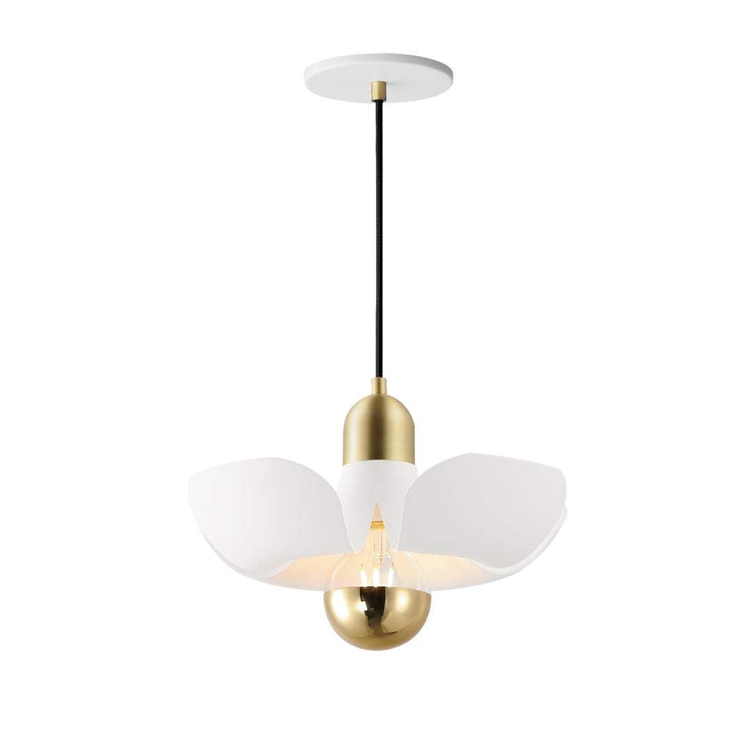Poppy Pendant White / Satin Brass