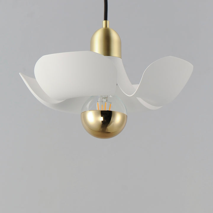 Poppy Pendant White / Satin Brass alternate view