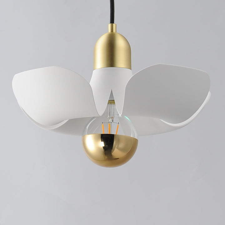 Poppy Pendant White / Satin Brass alternate view