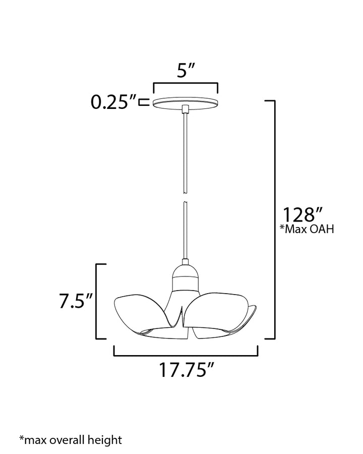 Poppy Pendant dimensions diagram