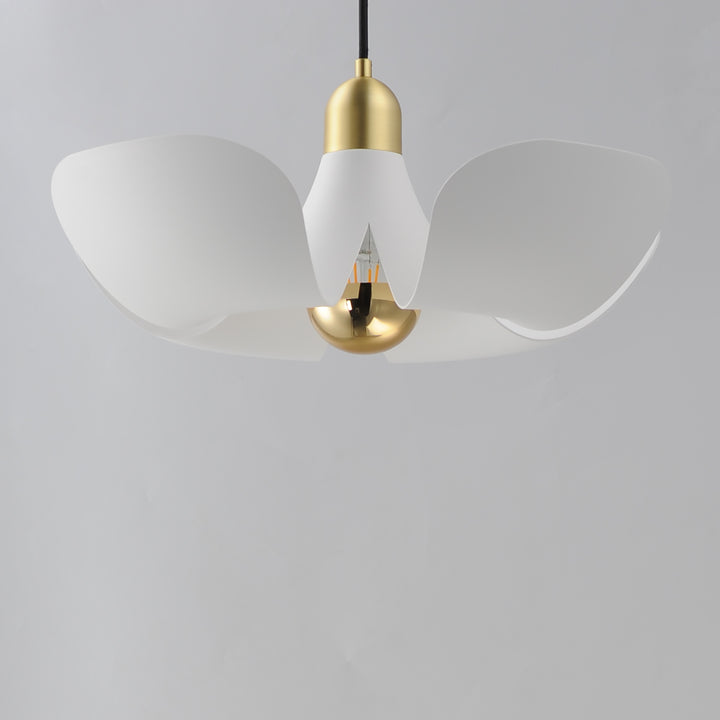 Poppy Pendant White / Satin Brass alternate view