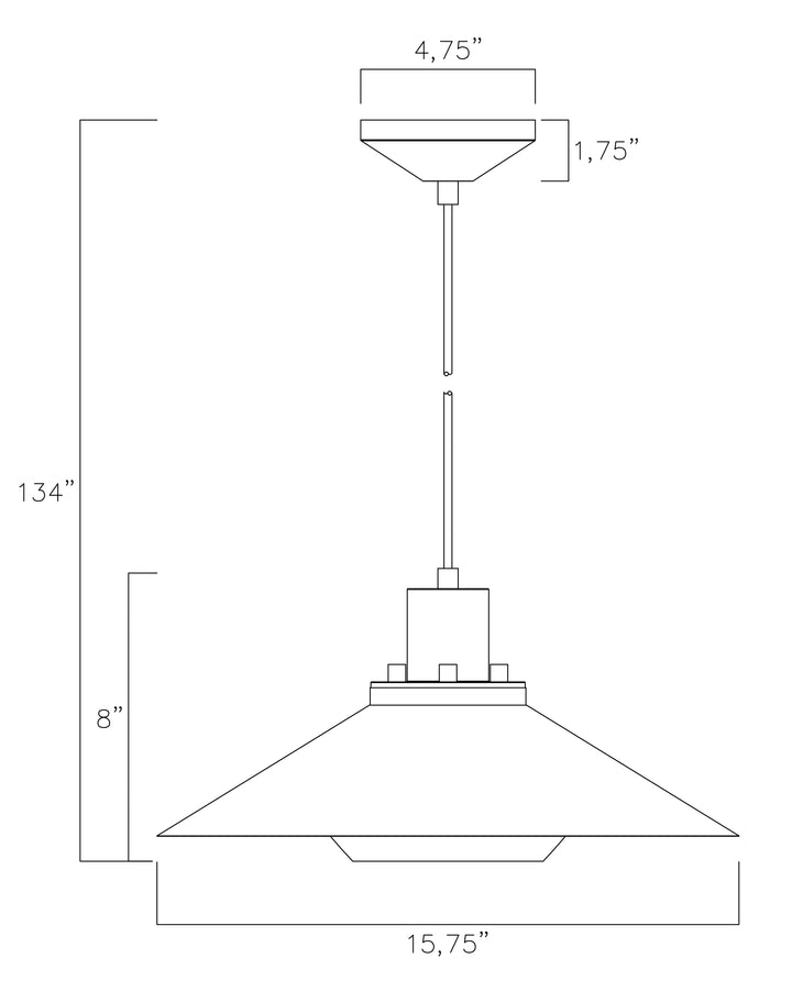 Oslo 15.75" 1-Light Medium Pendant dimensions diagram