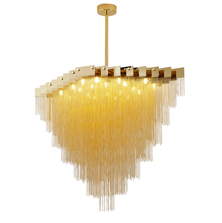 Gold Prism Chandelier with Hanging Aluminium Chains Size: L39.4'' W23.6'' H47.2''