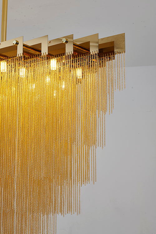 Gold Prism Chandelier with Hanging Aluminium Chains Size: L39.4'' W23.6'' H47.2''