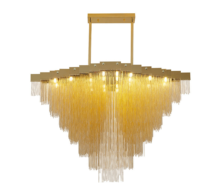 Gold Prism Chandelier with Hanging Aluminium Chains Size: L47.2'' W23.6'' H47.2''