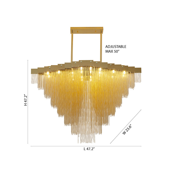 Gold Prism Chandelier with Hanging Aluminium Chains Size: L47.2&