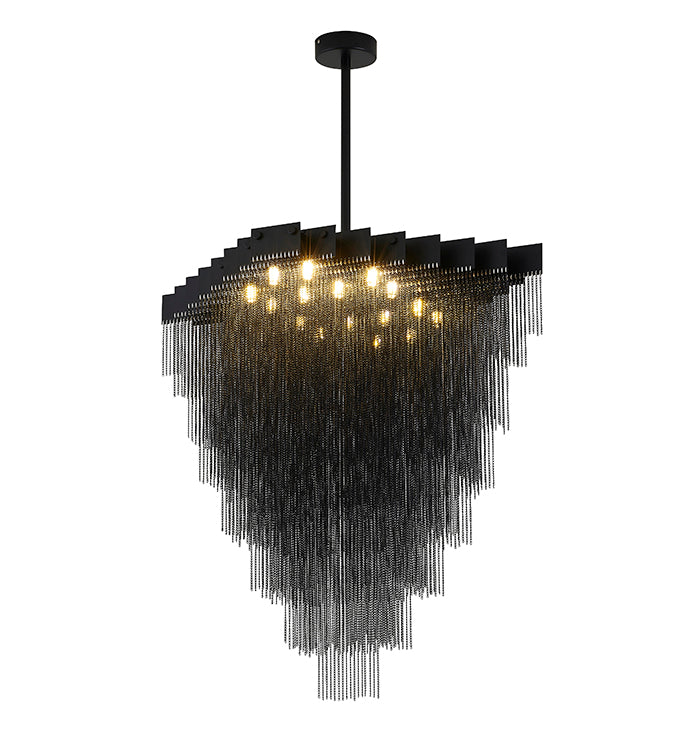 Prism Chandelier with Hanging Aluminium Chains, 31.5" x 23.6", by Bethel
