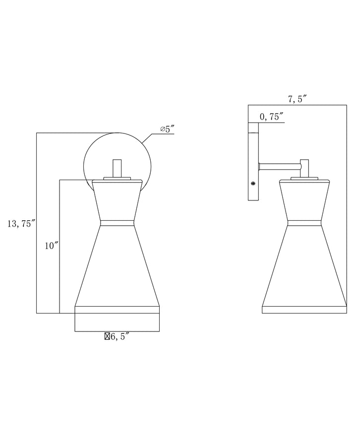 Sinch Wall Sconce dimensions diagram