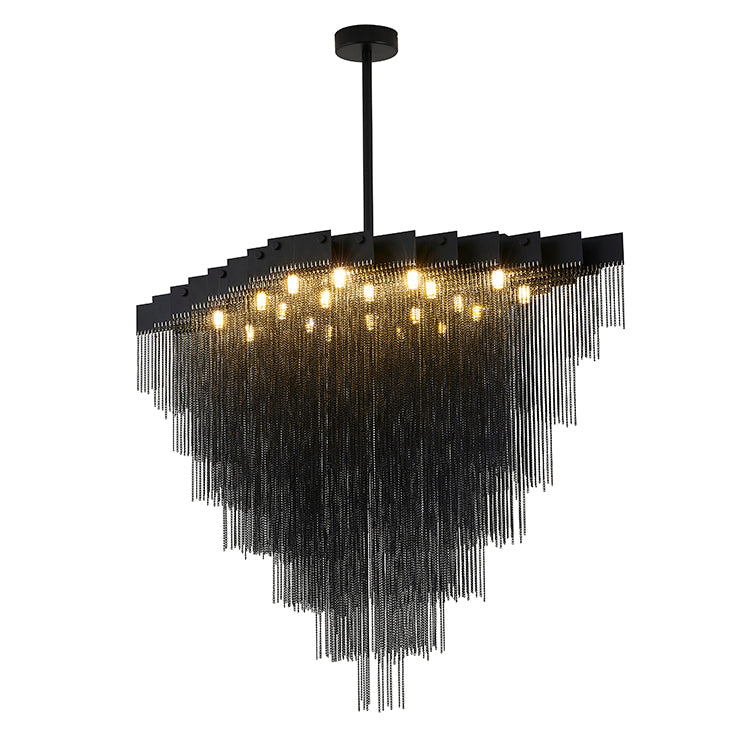 Prism Chandelier with Hanging Aluminium Chains, 39.4" x 23.6", by Bethel