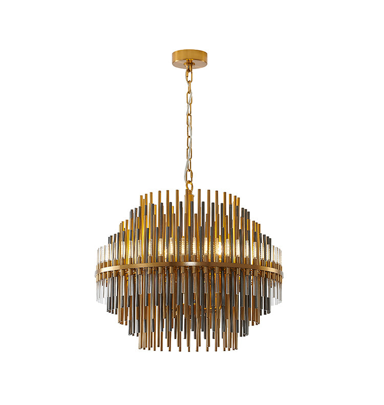 Glass Chandelier (MSF05) in Brass by Bethel