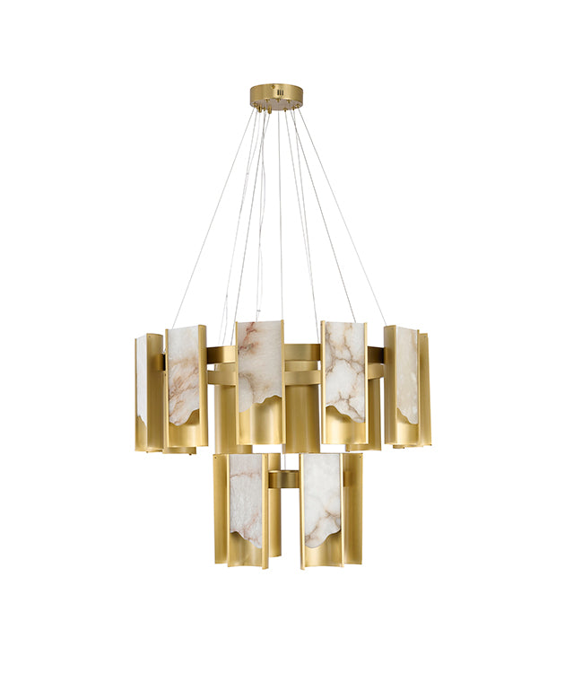 Satin Brass Chandelier by Bethel - view 3