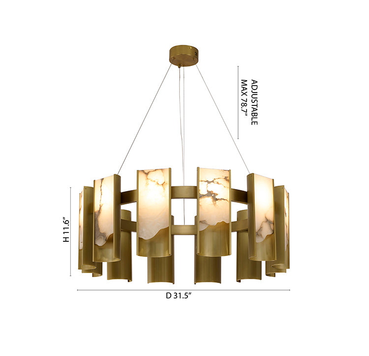 Satin Brass Chandelier (MU125) by Bethel - view 2