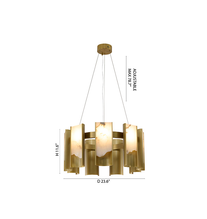 Satin Brass Chandelier (MU126) by Bethel - view 3