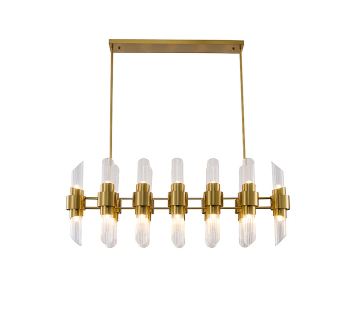 Satin Brass Glass Chandelier (MU133) by Bethel