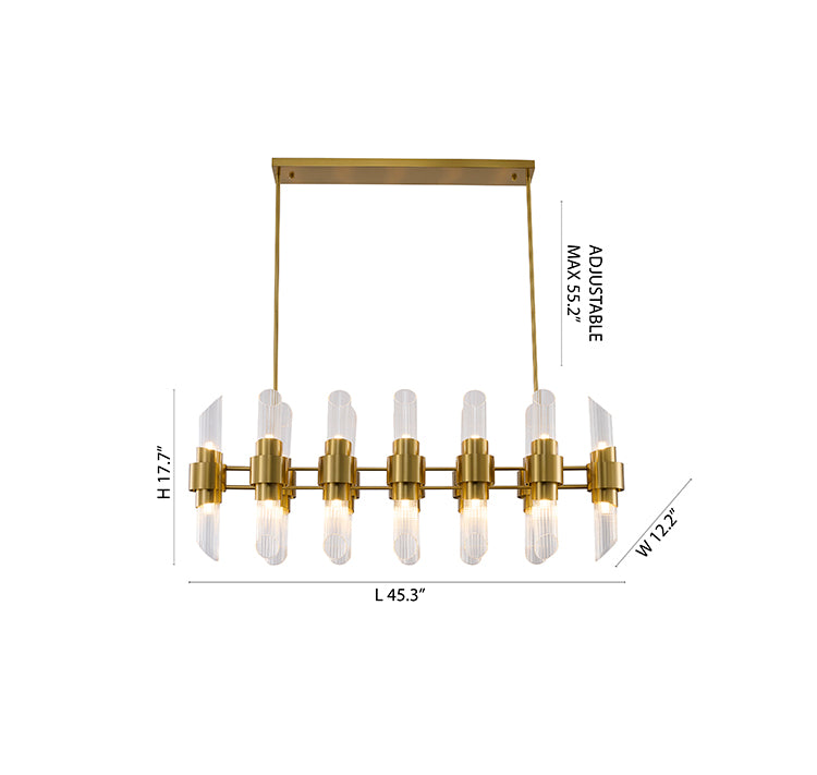 Satin Brass Glass Chandelier (MU133) by Bethel - view 2