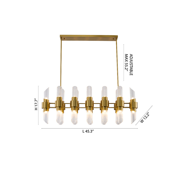 Satin Brass Glass Chandelier (MU133) by Bethel - view 2
