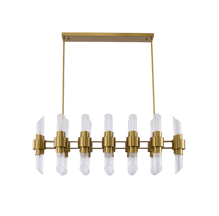 Satin Brass Glass Chandelier (MU133) by Bethel - view 3