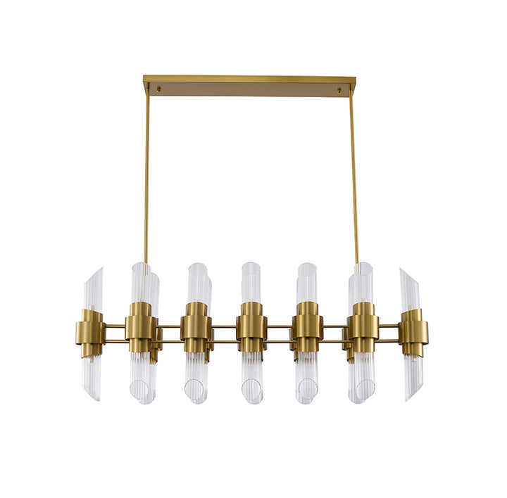 Satin Brass Glass Chandelier (MU133) by Bethel - view 3