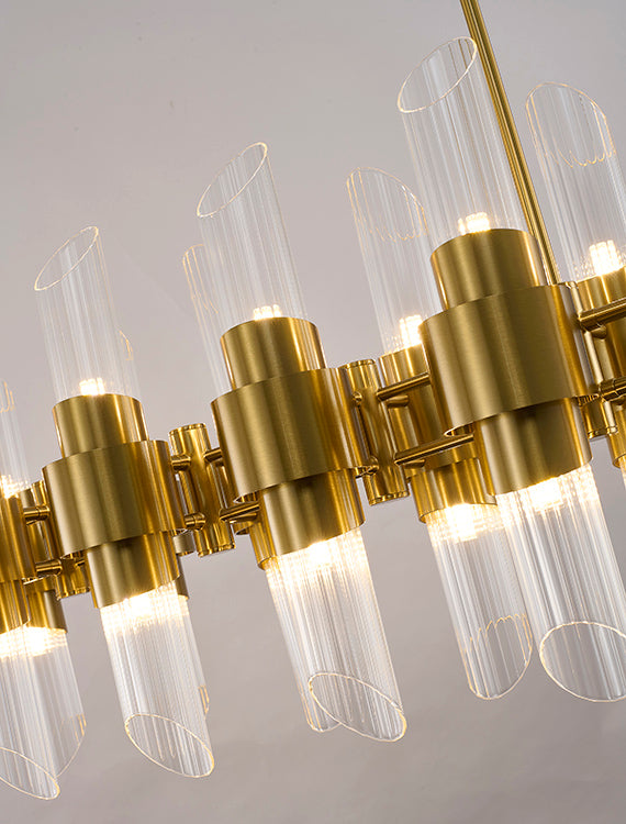 Satin Brass Glass Chandelier (MU133) by Bethel - view 4