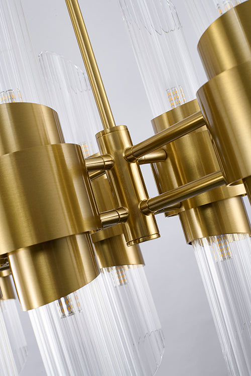 Satin Brass Glass Chandelier (MU133) by Bethel - view 5