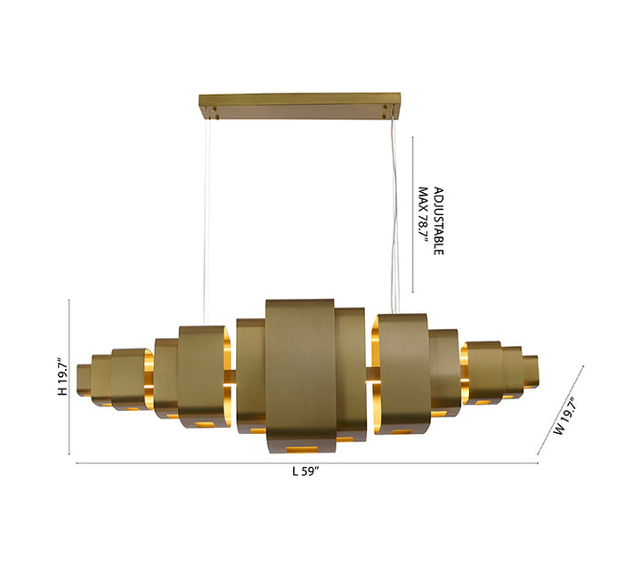 Satin Brass Chandelier (MU140) by Bethel - view 2