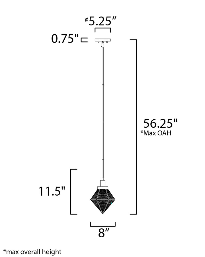 Adorn 1-Light Mini Pendant dimensions diagram