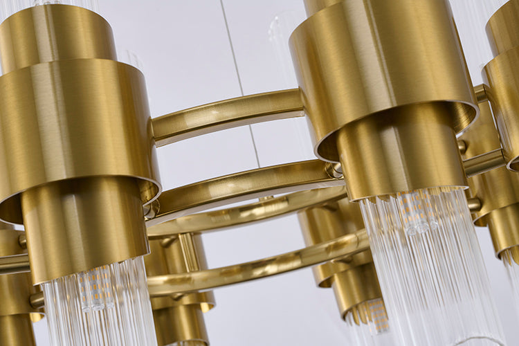 Satin Brass Glass Chandelier by Bethel - view 5