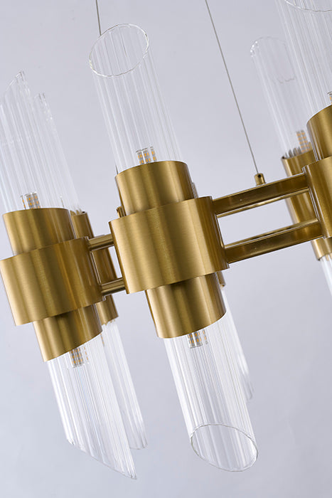 Satin Brass Glass Chandelier by Bethel - view 7