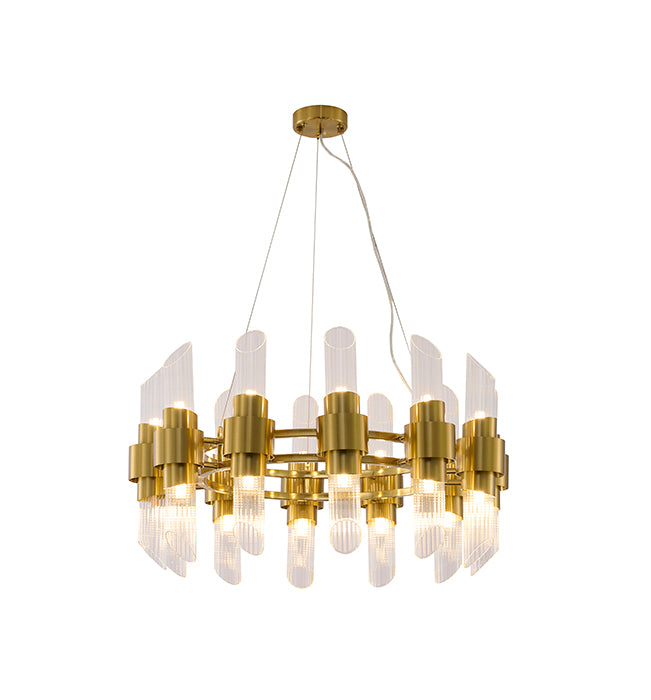 Satin Brass Glass Chandelier (MU131) by Bethel